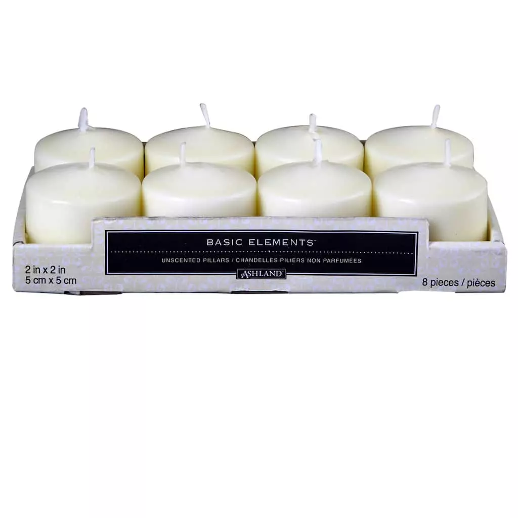Hot Sale 👏 12 Packs: 8 ct. (96 total) Basic Elements™ 2" x 2" Ivory Pillar Candles by Ashland® ⌛ 3 Hot Sale 👏 12 Packs: 8 ct. (96 total) Basic Elements™ 2" x 2" Ivory Pillar Candles by Ashland® ⌛