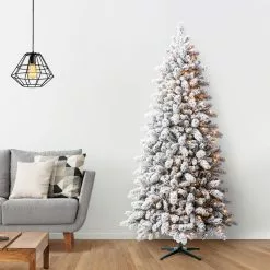 Best Pirce 👏 7.5ft. Pre-Lit Vermont Pine Flocked Artificial Christmas Tree, Clear Lights by Ashland® 🌟 -Michaels Store 10489203 16