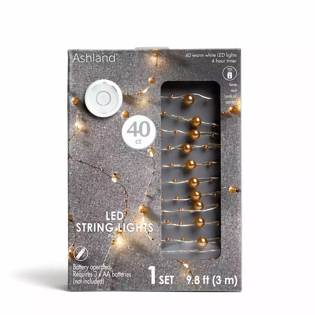 Budget 😀 40ct. Warm White Gold Pearl LED String Lights by Ashland® ❤️ 3 Budget 😀 40ct. Warm White Gold Pearl LED String Lights by Ashland® ❤️