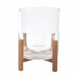 Discount ⌛ Glass Candle Holder with Wood Base by Ashland® ✨