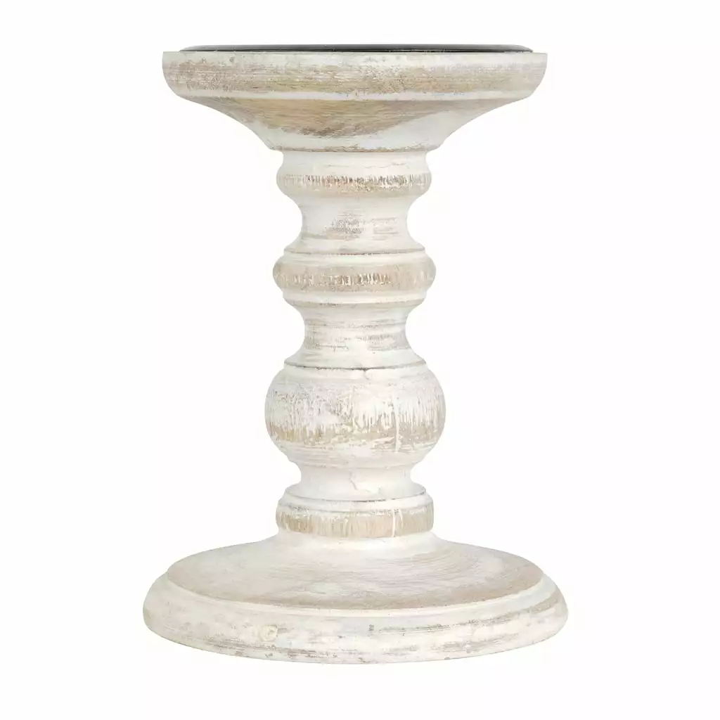 Cheap ✔️ Whitewashed Wood Carved Pillar Candle Holder by Ashland® 🎁 3 Cheap ✔️ Whitewashed Wood Carved Pillar Candle Holder by Ashland® 🎁