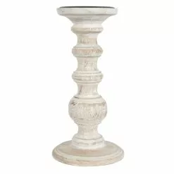 Buy ❤️ Whitewashed Wood Carved Pillar Candle Holder by Ashland® ✔️