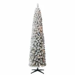 Cheapest ⭐ 7ft. Pre-Lit Flocked Artificial Pencil ⭐ Christmas Tree, Clear Lights by Ashland® 👍