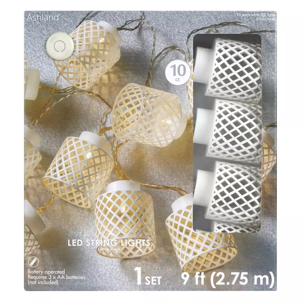New 🎁 10ct. Warm White LED Lattice Shade String Lights by Ashland® 👍 3 New 🎁 10ct. Warm White LED Lattice Shade String Lights by Ashland® 👍