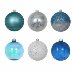 Deals ⭐ Assorted 6ct. 5" Silver, Blue & White Shatterproof Ball Ornaments by Ashland® 💯 -Michaels Store 10672869 2