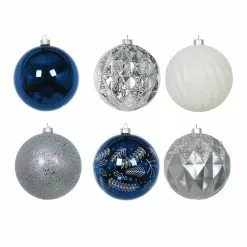 Deals ⭐ Assorted 6ct. 5" Silver, Blue & White Shatterproof Ball Ornaments by Ashland® 💯 -Michaels Store 10672869 3