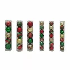 Hot Sale ✔️ Assorted Red, Green & Gold Plastic Round Ornaments by Ashland® ⌛