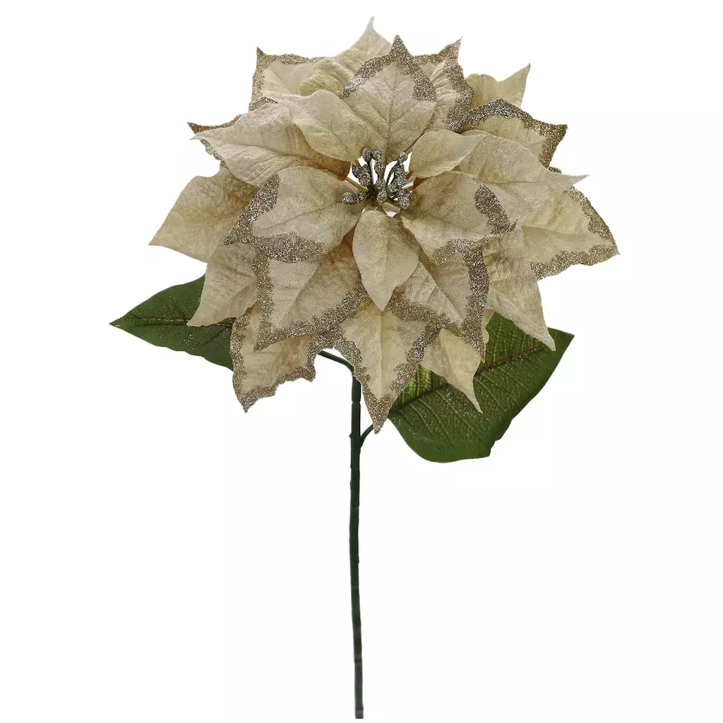 Promo 🌟 Light Gold Glitter Poinsettia Stem by Ashland® 🔔 5 Promo 🌟 Light Gold Glitter Poinsettia Stem by Ashland® 🔔 - Image 3