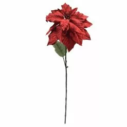 Flash Sale ✔️ Red Glitter Poinsettia Stem by Ashland® ✔️