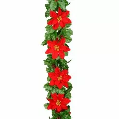 Brand new 🛒 6ft. Red Velvet Poinsettia & Berry Chain Garland by Ashland® ⌛