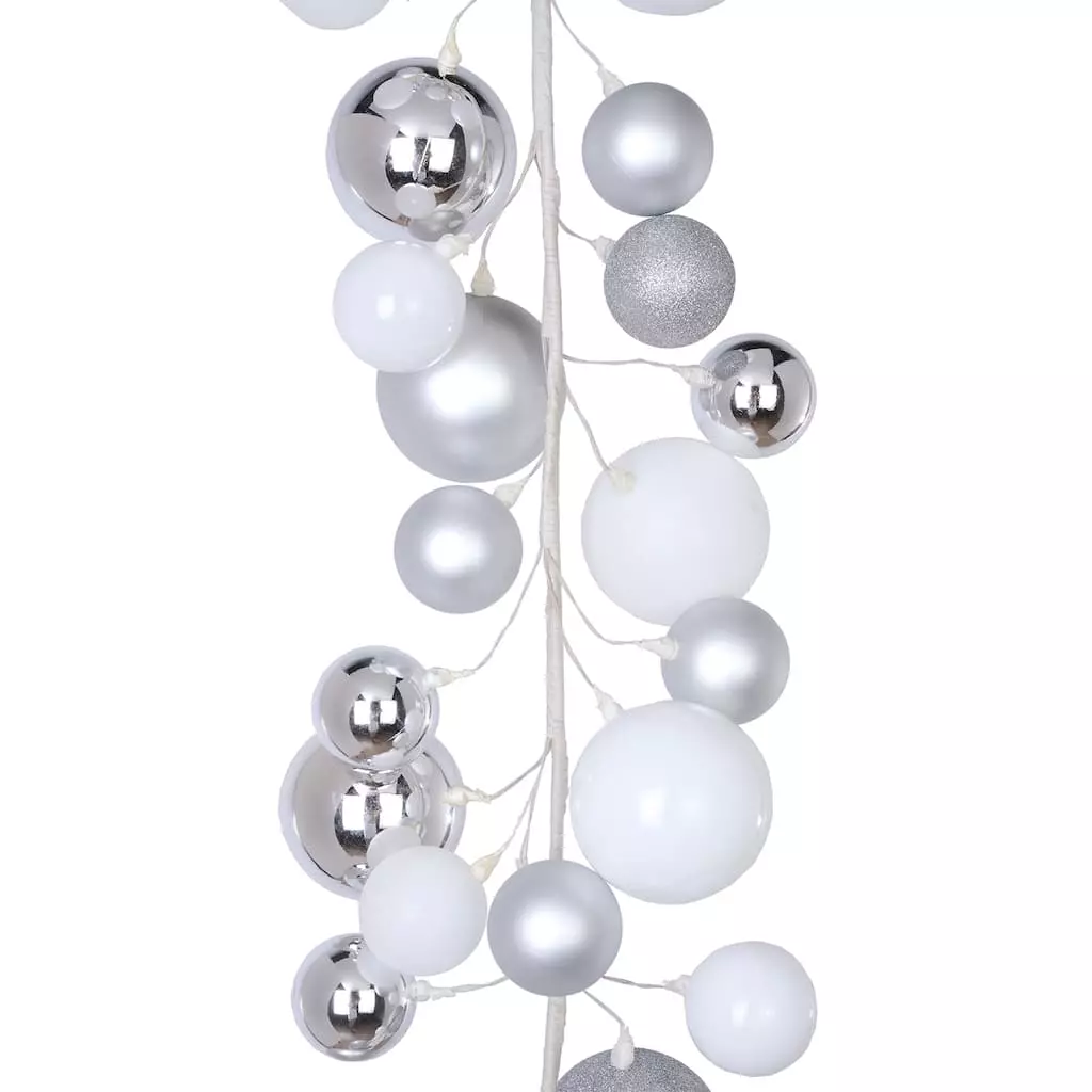 Budget 🌟 6ft. Silver & White Ball Ornament Garland by Ashland® ✨ 3 Budget 🌟 6ft. Silver & White Ball Ornament Garland by Ashland® ✨