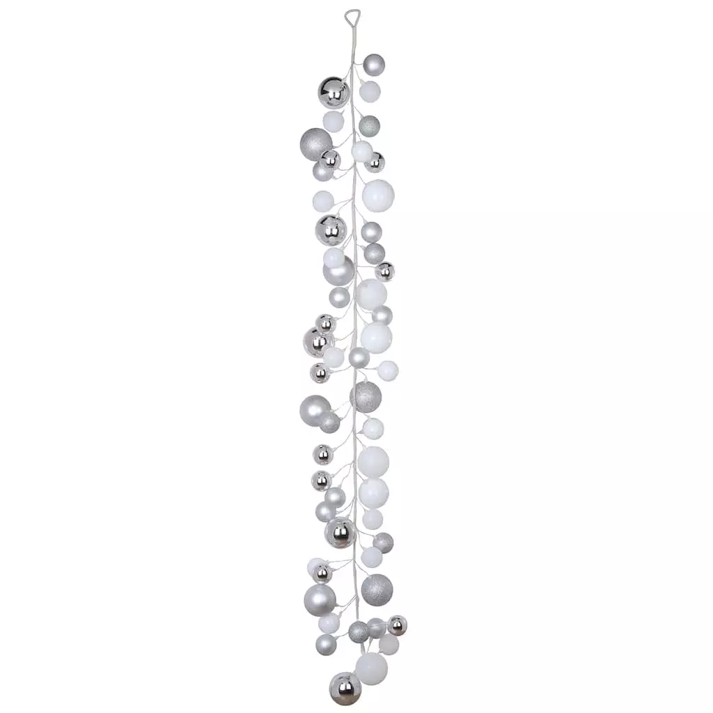 Budget 🌟 6ft. Silver & White Ball Ornament Garland by Ashland® ✨ 4 Budget 🌟 6ft. Silver & White Ball Ornament Garland by Ashland® ✨ - Image 2