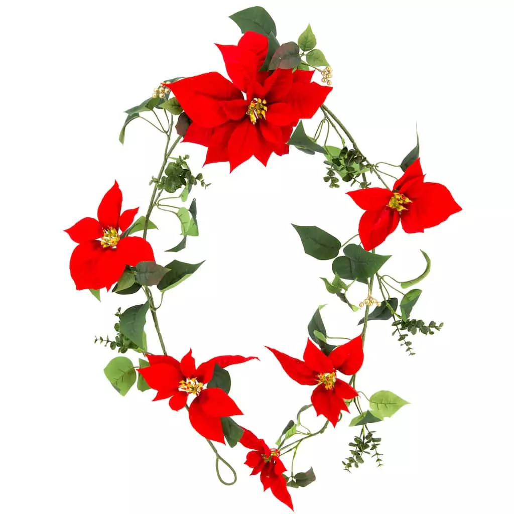 Budget ✔️ 6ft. Red Poinsettia Garland by Ashland® 😀 4 Budget ✔️ 6ft. Red Poinsettia Garland by Ashland® 😀 - Image 2