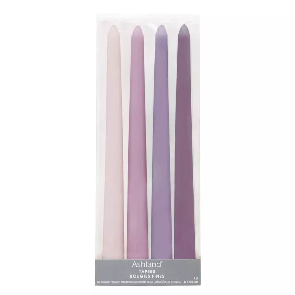 Top 10 🌟 12 Packs: 4 ct. (48 total) 10" Mixed Purple Taper Candles by Ashland® ✨ 3 Top 10 🌟 12 Packs: 4 ct. (48 total) 10" Mixed Purple Taper Candles by Ashland® ✨