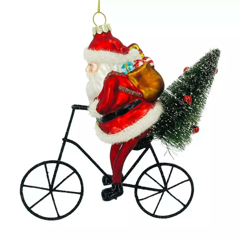 Best Pirce ✔️ 4.7'' Santa with Bicycle Glass Christmas Ornament by Ashland® 🤩 4 Best Pirce ✔️ 4.7'' Santa with Bicycle Glass Christmas Ornament by Ashland® 🤩 - Image 2