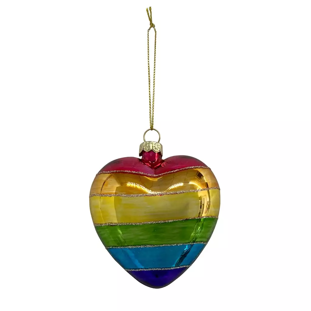 New ❤️ Rainbow Glass Heart Ornament by Ashland® 💯 3 New ❤️ Rainbow Glass Heart Ornament by Ashland® 💯
