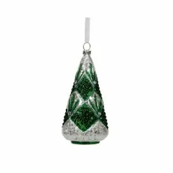 New ✨ Green & Silver Glass 🌟 Christmas Tree Ornament by Ashland® 🎉