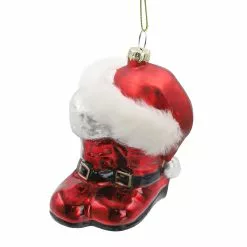 Brand new ⌛ Glass Boots with Santa Hat Ornament by Ashland® Christmas ⭐ -Michaels Store 10698635 2