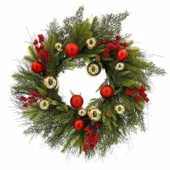 Outlet 👍 22" Pine, Ornaments & Berries Outdoor Wreath by Ashland® ✔️