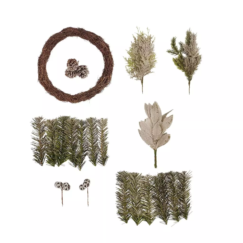 Outlet ❤️ DIY Flocked Pinecone & Leaf Wreath with Silver Ornaments Kit by Ashland® 👍 4 Outlet ❤️ DIY Flocked Pinecone & Leaf Wreath with Silver Ornaments Kit by Ashland® 👍 - Image 2