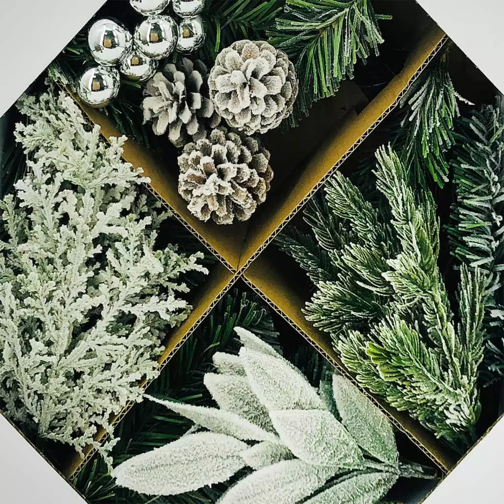 Outlet ❤️ DIY Flocked Pinecone & Leaf Wreath with Silver Ornaments Kit by Ashland® 👍 5 Outlet ❤️ DIY Flocked Pinecone & Leaf Wreath with Silver Ornaments Kit by Ashland® 👍 - Image 3