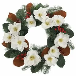 Top 10 ❤️ 24" White Magnolia, Red Berry & Pine Wreath by Ashland® 🔥