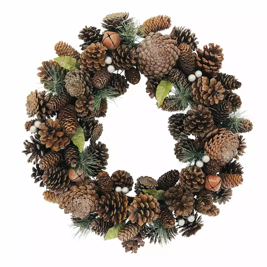 Cheap 🧨 20" Glitter Pinecone & Bell Wreath by Ashland® ✔️ 3 Cheap 🧨 20" Glitter Pinecone & Bell Wreath by Ashland® ✔️