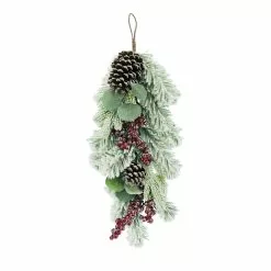 Wholesale 😀 24" Flocked Leaf Pinecone & Berry Teardrop by Ashland® 🛒