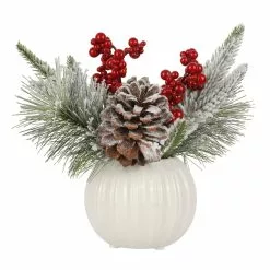 Flash Sale ⌛ 10" Pine Needle & Berry Arrangement in Ceramic Pot by Ashland® 👍