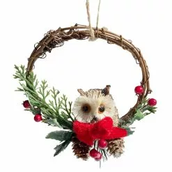 Best Sale ⭐ 4.3'' Mini Owl with Pine, Pinecone, Red Berry and Holly Leaves ❄ Christmas Ornament by Ashland® 😍