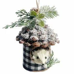 Top 10 ✔️ 5'' Hedgehog with White and Black Plaid Pinecone House ❄ Christmas Ornament by Ashland® ❤️