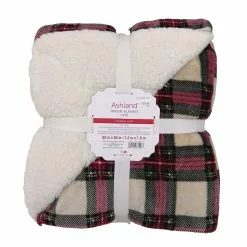 Promo ✔️ Ivory Plaid Berber Throw Blanket by Ashland® ⌛