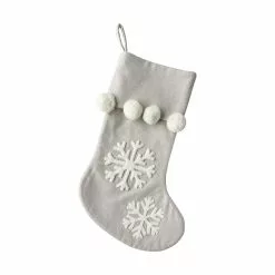 Promo 🥰 18" Snowflake Stocking With Pom Poms by Ashland® 😍