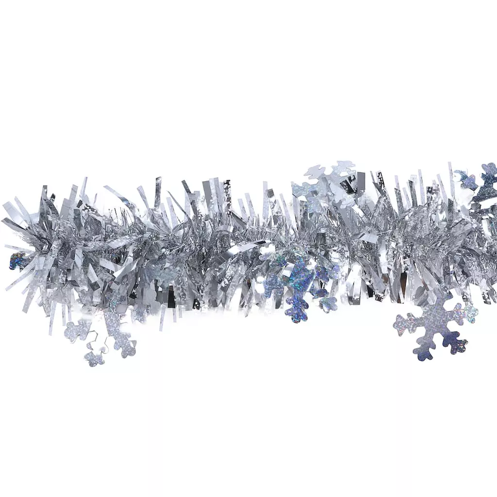 Promo 🔥 12ft. Silver Snowflake Tinsel Garland by Ashland® ❤️ 3 Promo 🔥 12ft. Silver Snowflake Tinsel Garland by Ashland® ❤️