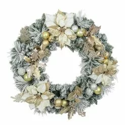 Buy ⌛ 30" Flocked Pine, Poinsettia, Ornament & Fern Wreath by Ashland® ⭐
