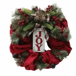 Brand new 👍 24" Red & Green Joy Burlap Wreath by Ashland® 😀