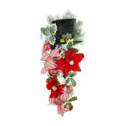 Buy ✨ 28" Poinsettia & Snowman Hat Flocked Teardrop by Ashland® 👏