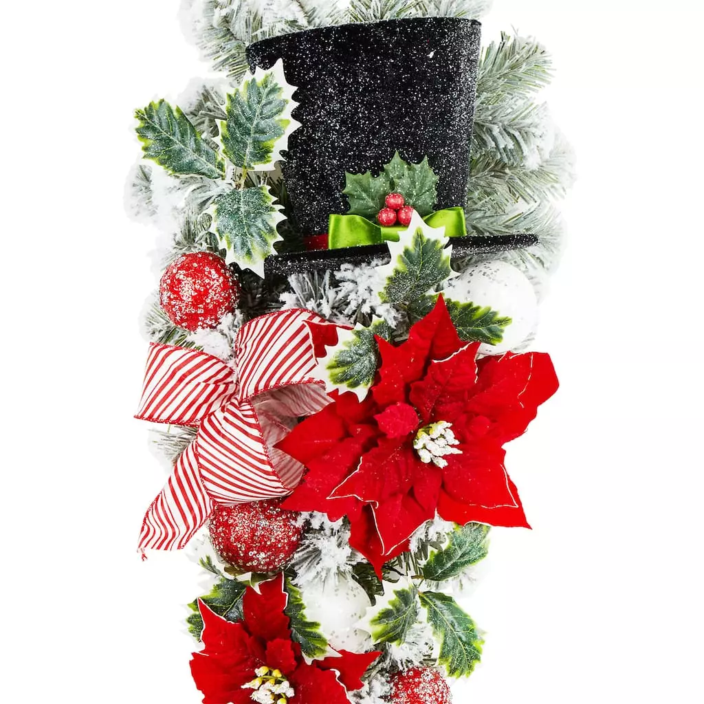 Buy ✨ 28" Poinsettia & Snowman Hat Flocked Teardrop by Ashland® 👏 4 Buy ✨ 28" Poinsettia & Snowman Hat Flocked Teardrop by Ashland® 👏 - Image 2