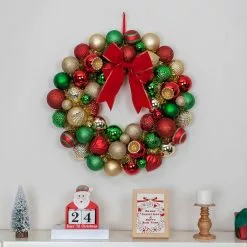 Budget 😍 23" Red, Green & Gold Ball Ornament Wall Wreath by Ashland® 😀 -Michaels Store 10699989 4