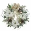 Best deal ❤️ 26" Green & Cream Poinsettia Pinecone Berry Wreath With Bow by Ashland® ✨ -Michaels Store 10699990 1