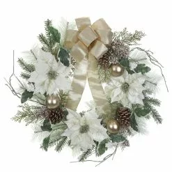Best deal ❤️ 26" Green & Cream Poinsettia Pinecone Berry Wreath With Bow by Ashland® ✨