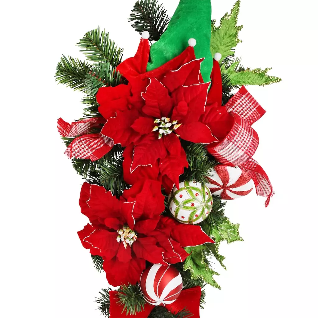 Best Pirce 🥰 28" Poinsettia & Elf Leg Teardrop by Ashland® 🥰 4 Best Pirce 🥰 28" Poinsettia & Elf Leg Teardrop by Ashland® 🥰 - Image 2