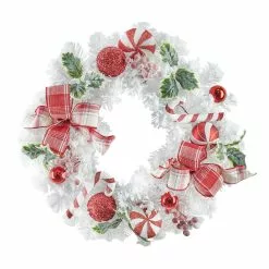 Best reviews of 🎁 22" Candy Cane & Holly Berry White Wreath by Ashland® 💯