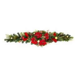 Best Pirce 🧨 72" Red Poinsettia Mixed Pine Garland by Ashland® ⌛