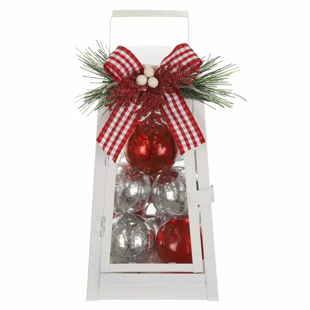 Flash Sale 🥰 12" White Lantern With Ornaments & Bow by Ashland® 🤩 3 Flash Sale 🥰 12" White Lantern With Ornaments & Bow by Ashland® 🤩