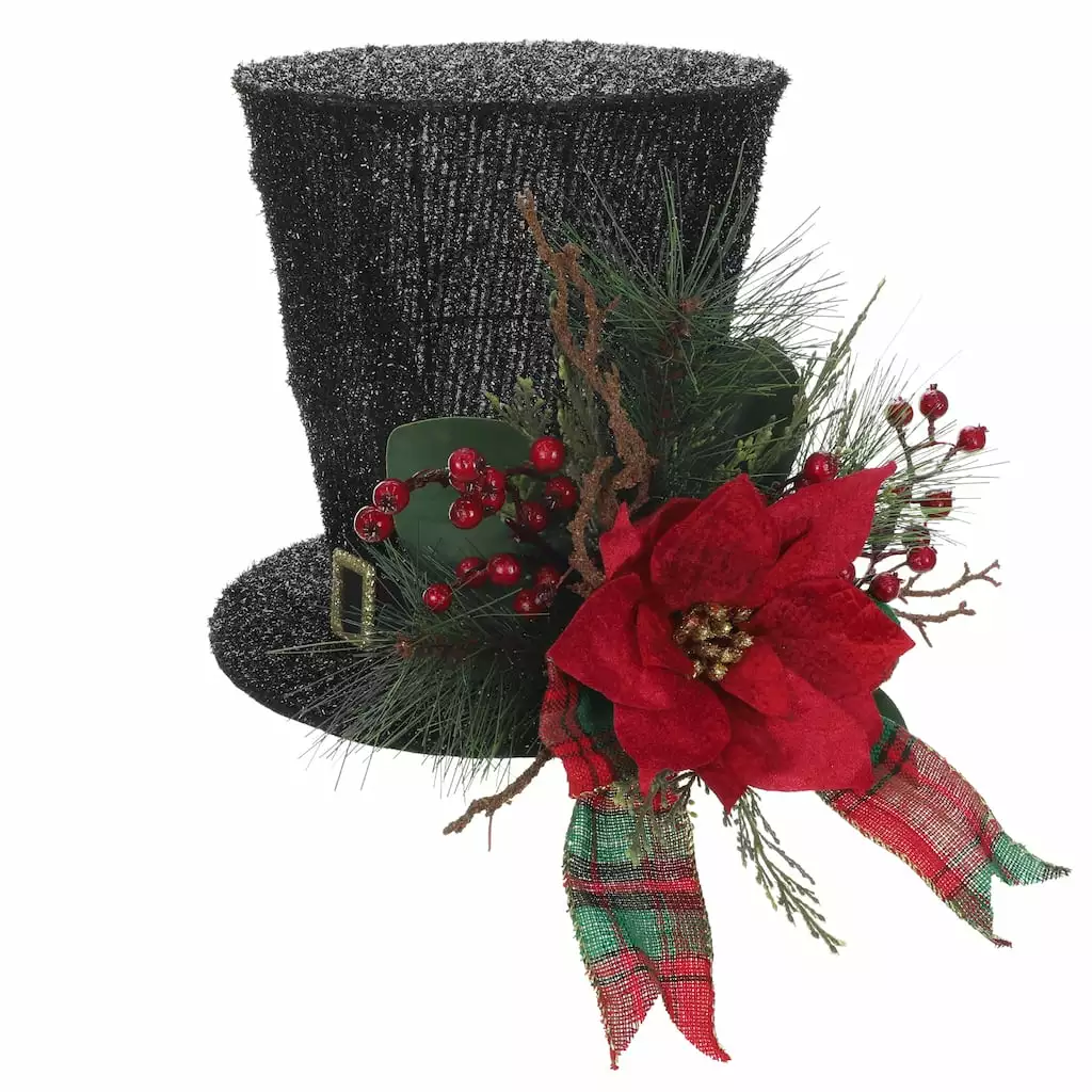 Brand new ⭐ 10" Red & Black Tabletop Snowman Hat With Pine, Holly Berries & LED Lights by Ashland® 🤩 3 Brand new ⭐ 10" Red & Black Tabletop Snowman Hat With Pine, Holly Berries & LED Lights by Ashland® 🤩