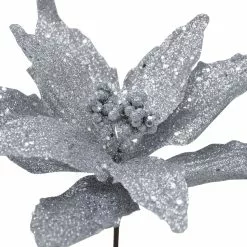 Wholesale ⌛ Silver Poinsettia Pick by Ashland® 🌟 7 Wholesale ⌛ Silver Poinsettia Pick by Ashland® 🌟 -Michaels Store 10700094 3