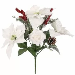 Best Pirce ⭐ Mixed Rose, Poinsettia, Pinecone & Berry Bouquet by Ashland® 🔥