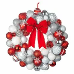 Best deal ⭐ 23" Red & White Ball Ornament Wall Wreath by Ashland® 🎉