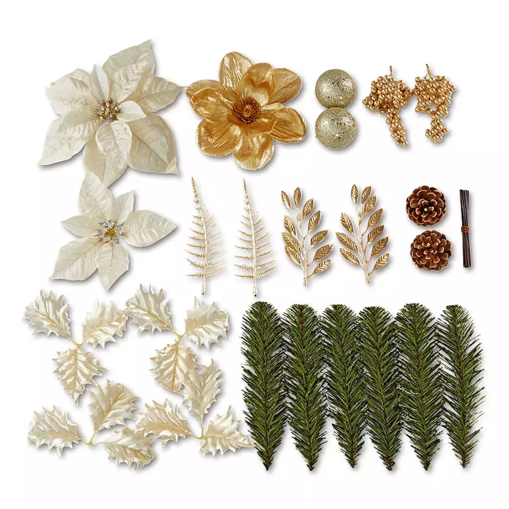 Discount 😍 Gold & White Poinsettia Accents by Ashland® 🤩 4 Discount 😍 Gold & White Poinsettia Accents by Ashland® 🤩 - Image 2
